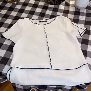 Zara size M top, white with black trim